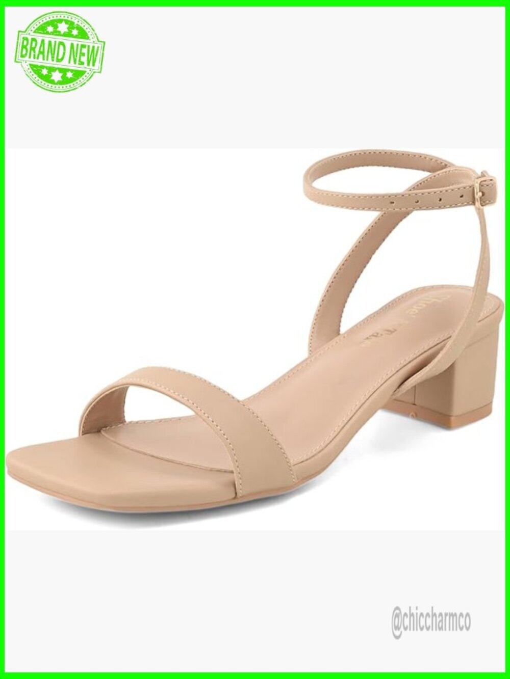 2 Block Heel Square Toe Sandals Ankle Strap Chunky Heeled Dressy Shoes